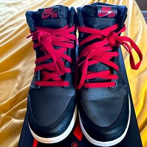 Air Jordan 1 retro high satin black gym red and black